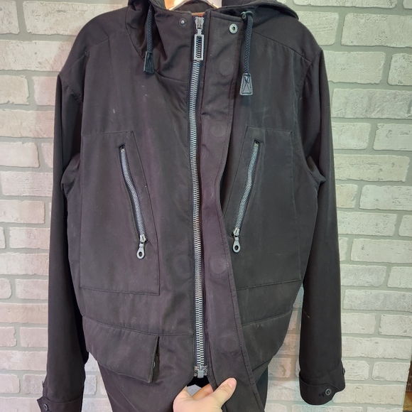 BURTON Mens Black Hooded,HEAVY, Full Zip, Fleece Lined, Warm, Jacket L - Picture 4 of 15
